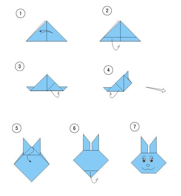 Оригами зайчик для детей: пошагово с фото