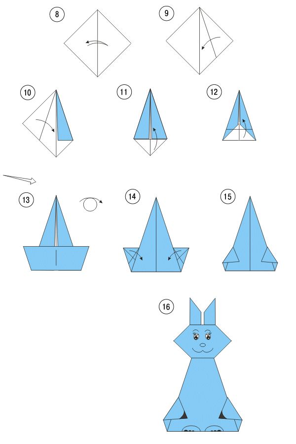 Как сделать оригами зайчика